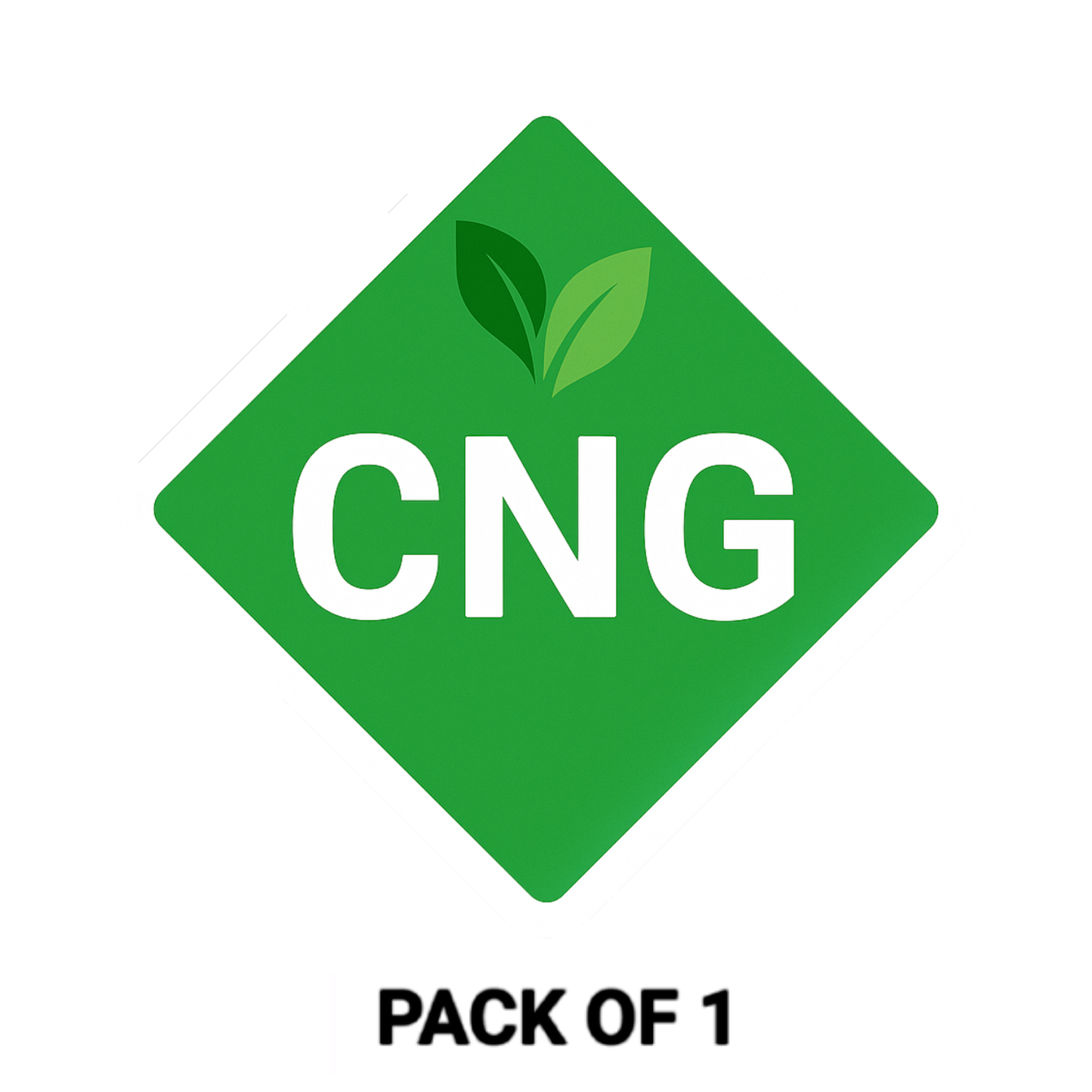 Smeeps CNG Leaf Diamond Sticker – 10.16 x 10.16 cm Eco Green Car & Bike Vinyl Decal | Waterproof | Clear CNG Fuel Identification