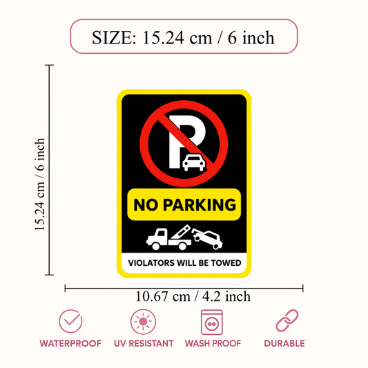 Smeeps No Parking in Front of Gate Safety Sign Sticker – 20.32 × 15.50 cm (8 × 6.1 Inch) Vehicle Parking Prohibited Vinyl Warning Sign | Waterproof UV Resistant Wash Proof Durable