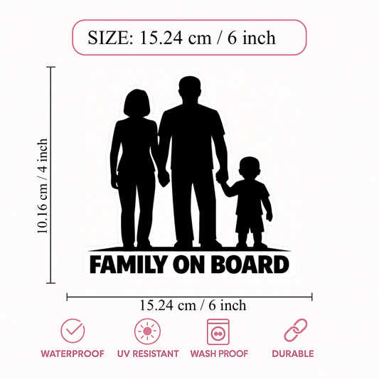 Smeeps Family On Board Vinyl Sticker – 15.24 × 10.16 cm (6 × 4 Inch) Waterproof Car Sticker for Family Cars, SUVs & Rear Windshield | UV Resistant | Wash Proof | Pack of 1