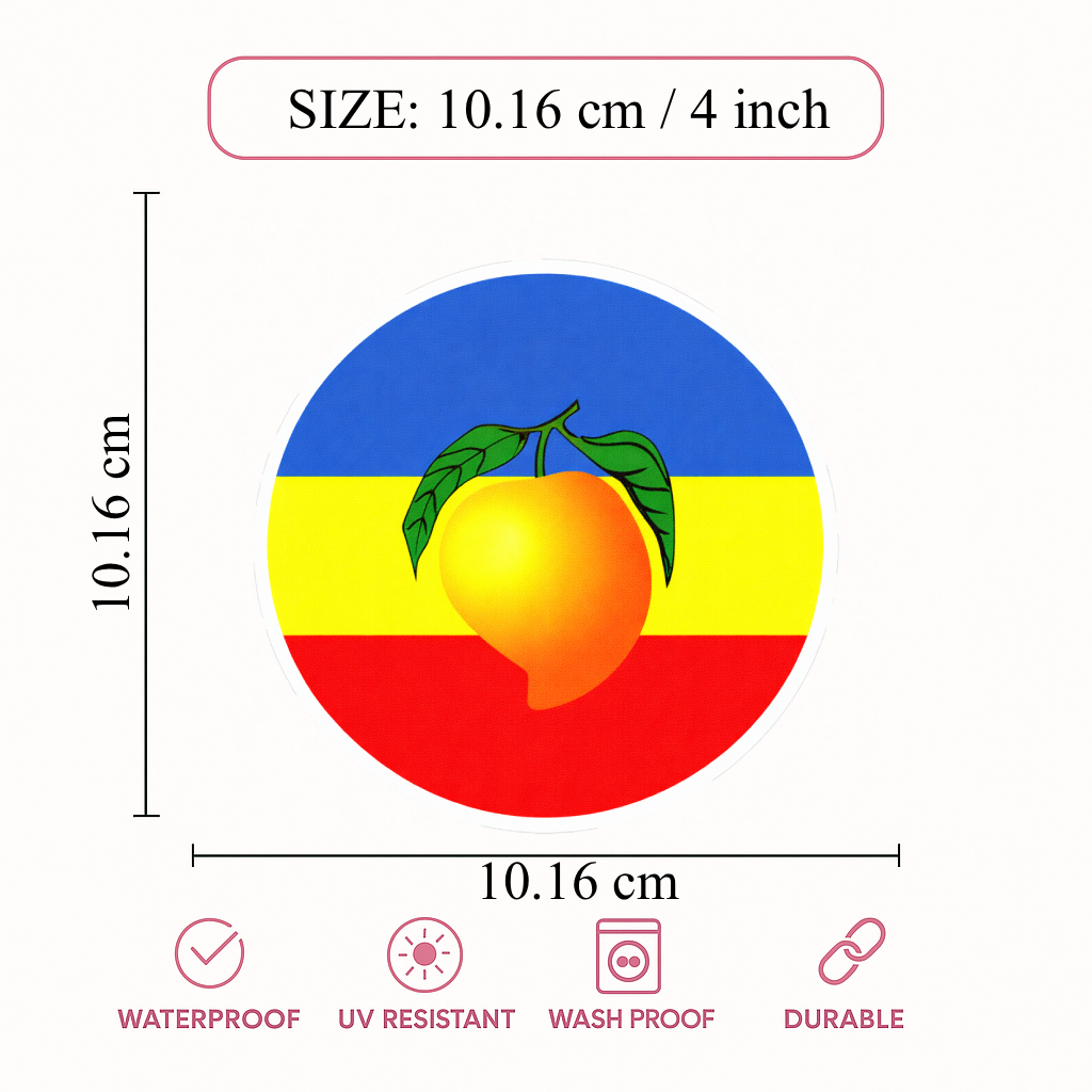 Smeeps PMK Mango Symbol Sticker – 10.16 cm Round Car & Bike Vinyl Decal | Waterproof Political Party Design