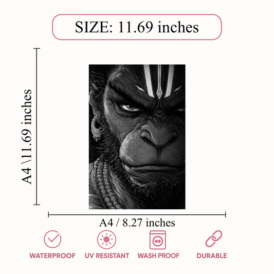 Smeeps Lord Hanuman Wall Poster Pack of 10 – A4 Size (8.27 × 11.69 Inches) | 300 GSM Thick Art Paper | Non-Gumming (No Adhesive) | High-Quality Spiritual & Mythology Prints