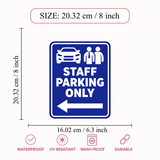 Smeeps Staff Parking Only Sticker – 20.32 × 16.02 cm (8 × 6.3 Inch) Reserved Staff Parking Vinyl Sign | Waterproof UV Resistant Wash Proof Durable