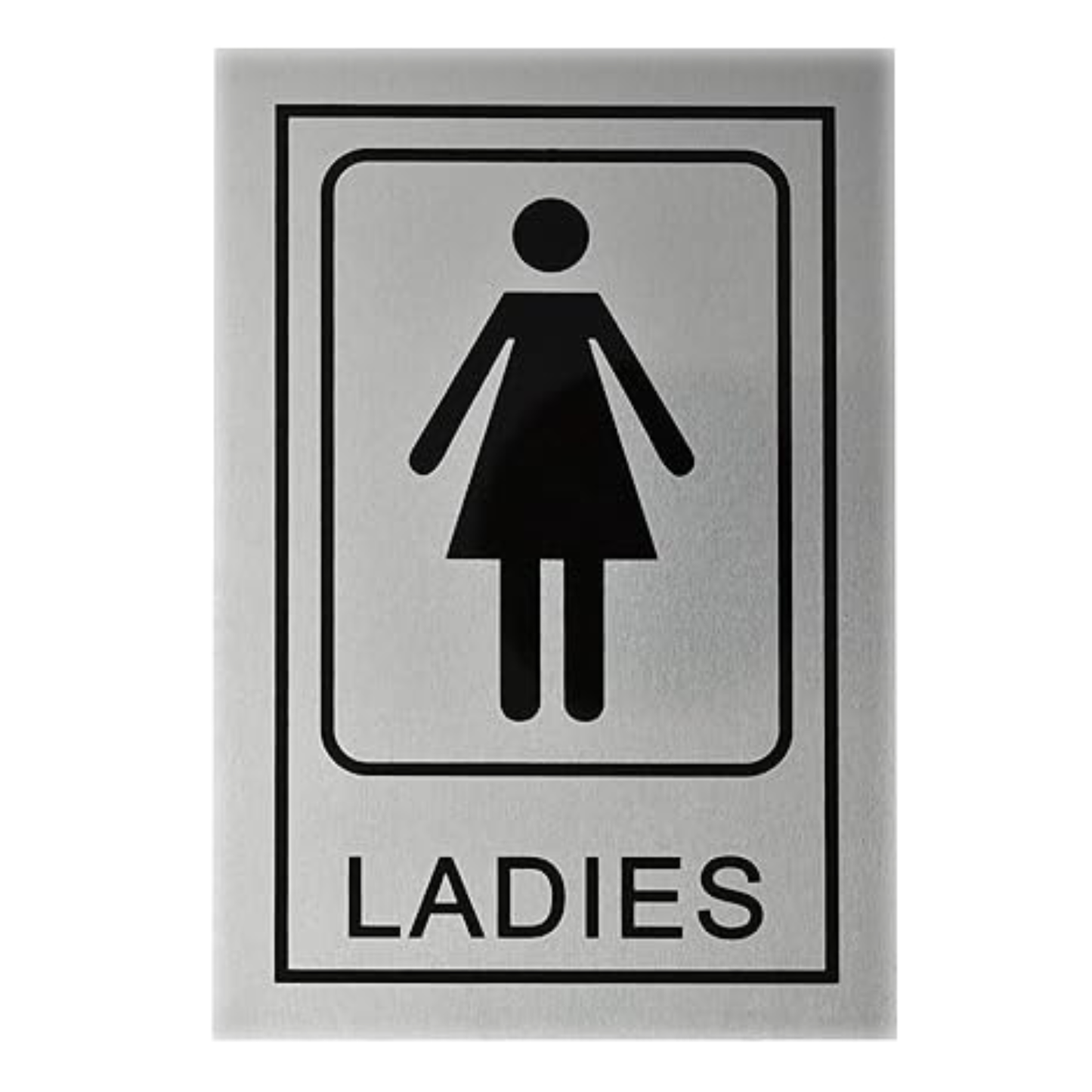 Smeeps “LADIES” Restroom Sign – 15.24 x 10.16 cm | Sleek Silver Finish with Black Print | Durable & Easy to Read | Self-Adhesive for Office, Mall, Café, School