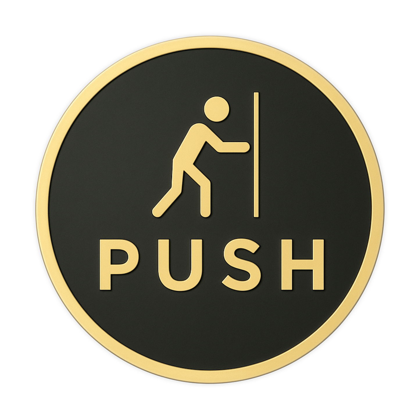 Smeeps “PUSH” Door Sign – Round 15.24 cm | Black & Gold Finish | Self-Adhesive | Waterproof & Durable | Ideal for Office, Restaurant, and Retail Entrances