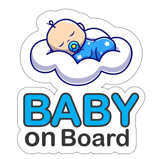 Pack of 2 | Smeeps Baby on Board Car Sticker, 14 x 12.3 cm – Sleeping Baby on Cloud Design, Waterproof & Eye-Catching Vehicle Safety Sign