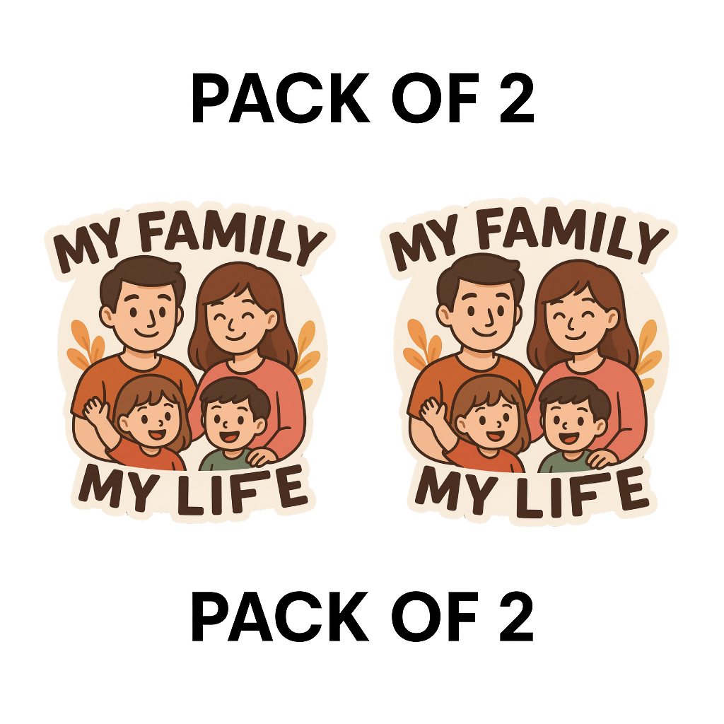 Smeeps My Family My Life Sticker – 12.95 x 12.95 cm | Cute Family Car Sticker | Waterproof & Fade-Resistant