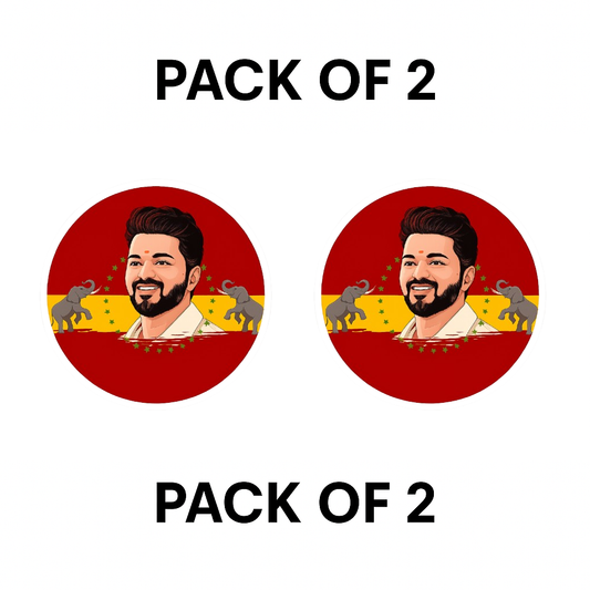 TVK Bike Sticker – 7.62 x 7.62 cm | Bold Red Background with Leader & Elephant Graphic | Ideal for Bike Tanks or Side Panels