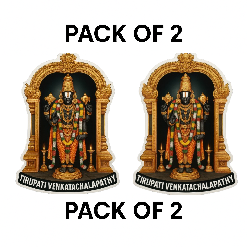 Smeeps Tirupati Venkatachalapathy Car Sticker – Divine Temple Arch Design – 7.62 x 11.43 cm | Premium Vinyl Decal for Cars