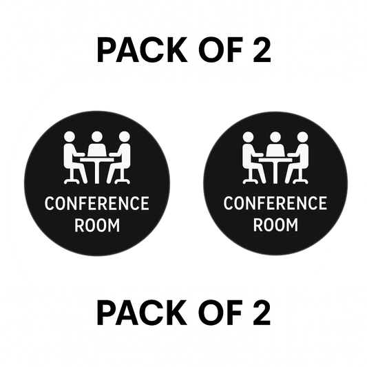 Pack of 2 | Smeeps “Conference Room” Door Sign Stickers – 15.24 cm Round Office Label | Professional Black & White Design | Waterproof & Easy to Apply