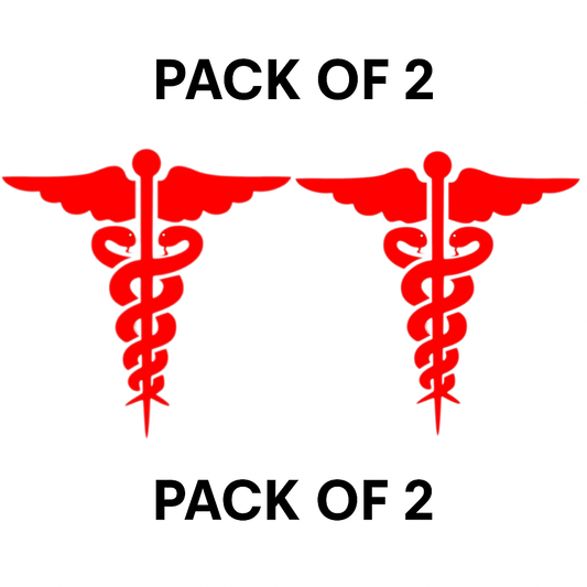 Pack of 2 | Smeeps Medical Symbol Vinyl Sticker – 11 cm Red Caduceus Decal | Doctor Nurse Ambulance Sign | Waterproof & UV-Resistant
