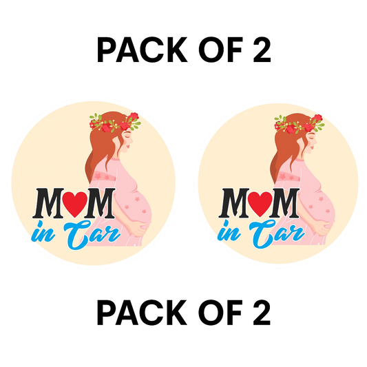 Smeeps Mom in Car Sticker – 14 x 14 cm | Maternity Safety Vinyl Car Decal (Round Floral Theme)