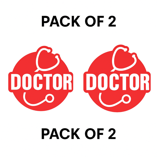 Smeeps Doctor Car Sticker – 8.89 x 7.62 cm Red Round Stethoscope Design Decal for Cars