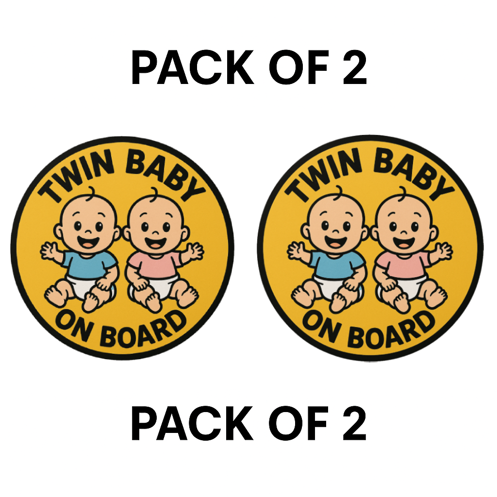 Smeeps Twin Baby On Board Sticker – 13.97 x 13.97 cm | Cute Safety Sign for Cars | Waterproof & Durable