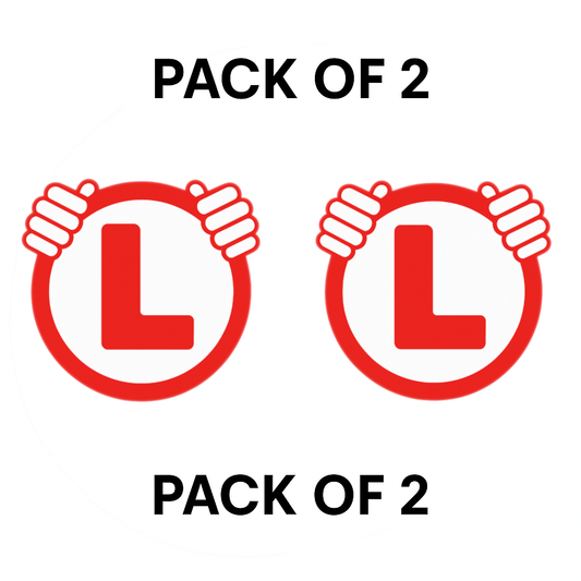 Pack of 2 | Smeeps “Holding Hands” Learner Driver L Plates (15.24 cm) – Funny & Reflective Safety Sticker for Cars, Bikes & Scooters | Waterproof & Removable Vinyl