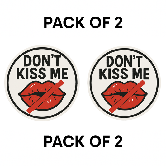 Smeeps Don’t Kiss Me Sticker – 7.62 x 7.62 cm | Bold Round Vinyl Car Decal with Lips Icon