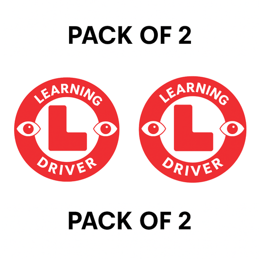 Smeeps Learning Driver Car Sticker – 14 x 14 cm Round Red Safety Decal with Eye Symbols for Cars
