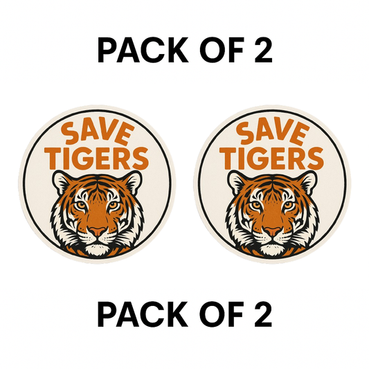 Smeeps Save Tigers Round Sticker | 14 x 14 cm | Wildlife Awareness Vinyl Decal for Car