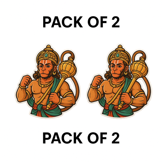 Hanuman Ji Warrior Pose Sticker – H: 15.24 cm x W: 11.43 cm | Bold Devotional Vinyl Decal for Car & Bike