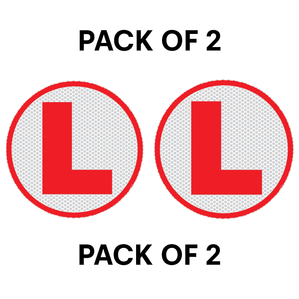 Pack of 2 | Smeeps Reflective L Plate Sticker for Learner Drivers – 15 cm Round Red & White Vinyl | Waterproof & UV-Proof for Cars, Bikes & Training Vehicles