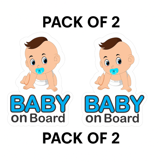 Pack of 2 | Smeeps Baby on Board Car Sticker, 14 x 9.57 cm Die-Cut Vinyl Decal – Crawling Baby with Pacifier Design, Waterproof & High Visibility for Safety Awareness