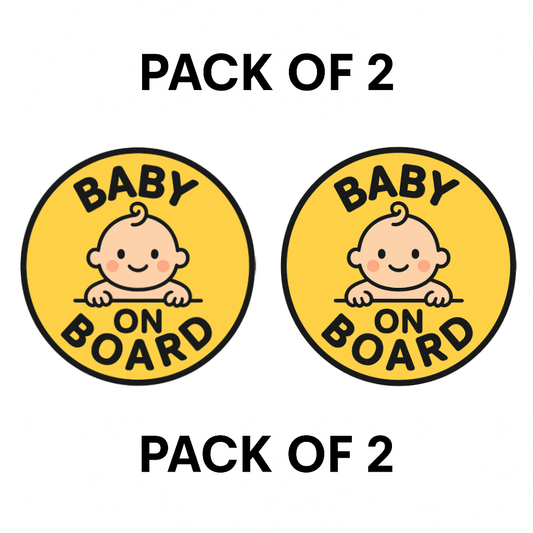 Smeeps Baby On Board Sticker – 13.97 x 13.97 cm Round | Cute Peeking Baby Design in Yellow | Waterproof Vinyl Car Safety Sign