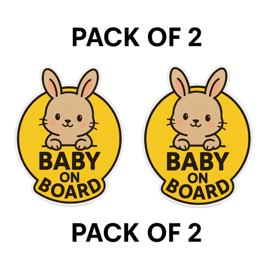 Smeeps “Baby On Board” Car Sticker – Cute Bunny Design – 13.97 x 13.97 cm | Animal Warning Sign for Cars