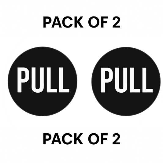 Pack of 2 | Smeeps Round “PULL” Door Sticker – 15.24 cm | Matte Black Finish with Bold White Text | Easy Peel & Stick Vinyl Decal | Ideal for Offices, Stores & Restaurants