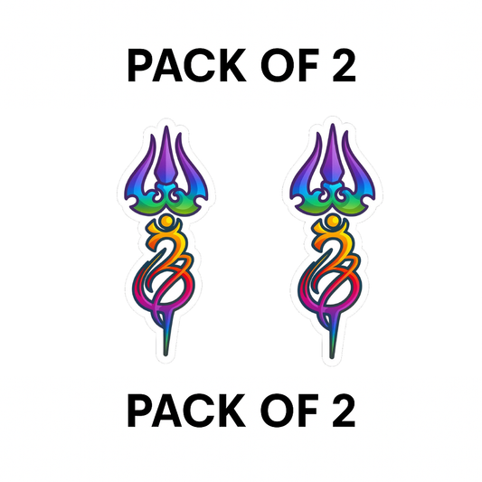 Smeeps Thirisoolam Om Sticker – 14 x 6.35 cm Vibrant Trishul Design | Sacred Hindu Symbol Decal | Waterproof & Fade Resistant for Cars