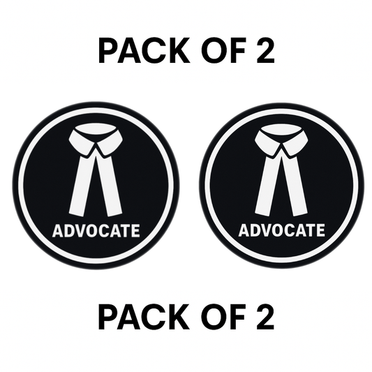 Pack of 2 | Smeeps Advocate Symbol Vinyl Sticker – 15.24 cm Round Black & White Lawyer Decal | Legal Professional Identity Tag for Car, Office, Laptop | Waterproof & UV-Resistant