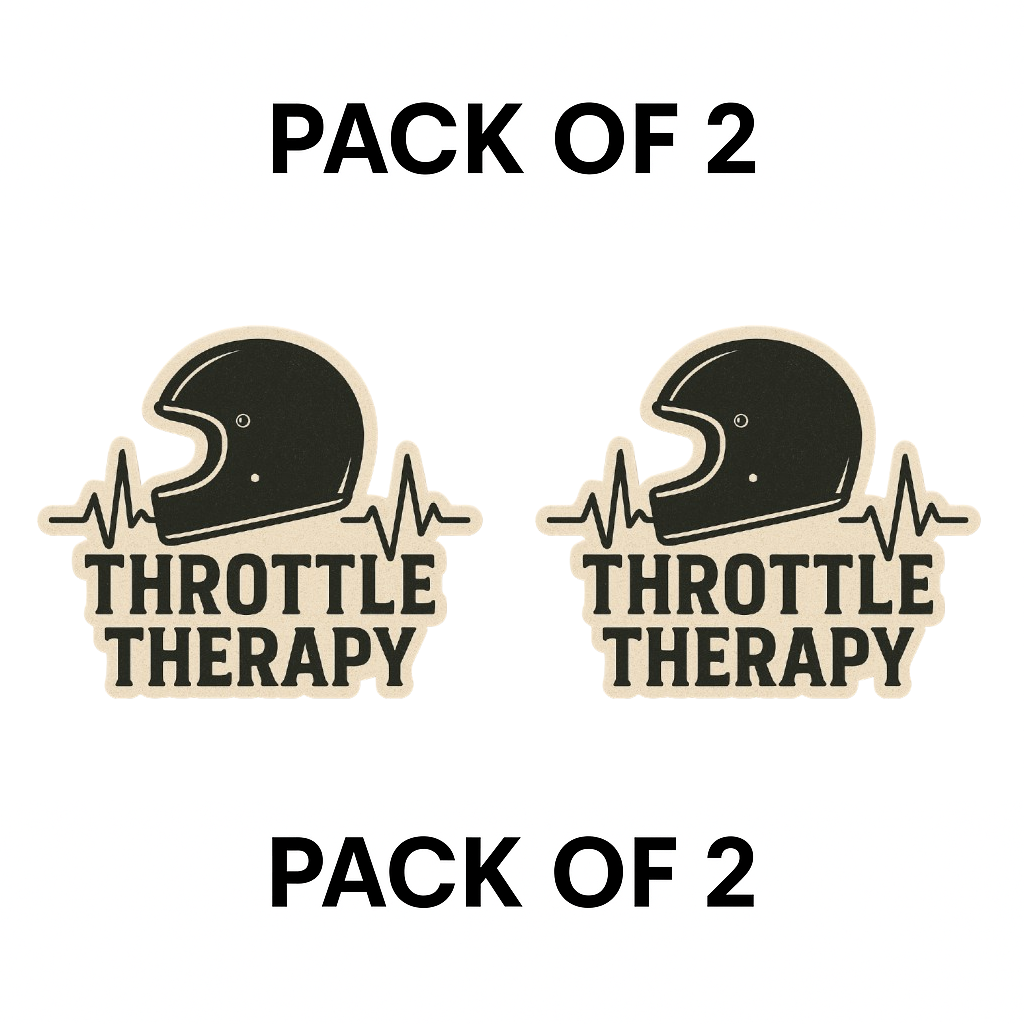 Smeeps Throttle Therapy Sticker – 10.16 x 10.16 cm | Biker Helmet Vinyl Decal (Retro Beige & Black Theme)