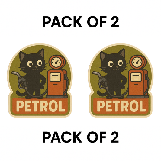 Smeeps Petrol Sticker – 10x 10 cm Vintage Cat Design | Fuel Type Indicator for Car & Bike | Waterproof Vinyl Decal