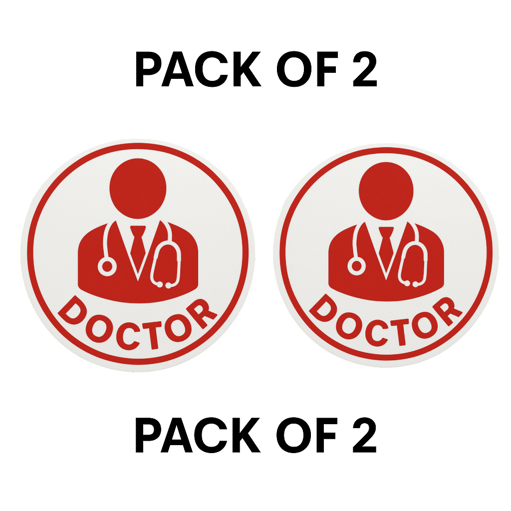 Smeeps Doctor On Board Sticker – 13.97 cm Round | Medical Symbol Design | Red & White Waterproof Vinyl Car Sign
