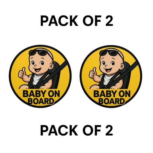 Smeeps Baby on Board Car Sticker – 15.24 x 15.24 cm Round Safety Alert Decal | Bold Yellow & Black Design