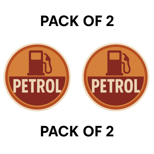 Smeeps Petrol Sticker – 8.89 x 8.89 cm Round Vintage Fuel Pump Icon Design | Bold Petrol Reminder Vinyl Decal | Waterproof & Weatherproof