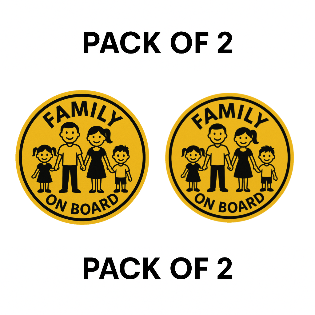 Smeeps Family On Board Car Sticker – Round Design – 13.97 x 13.97 cm | Premium Vinyl Decal for Cars