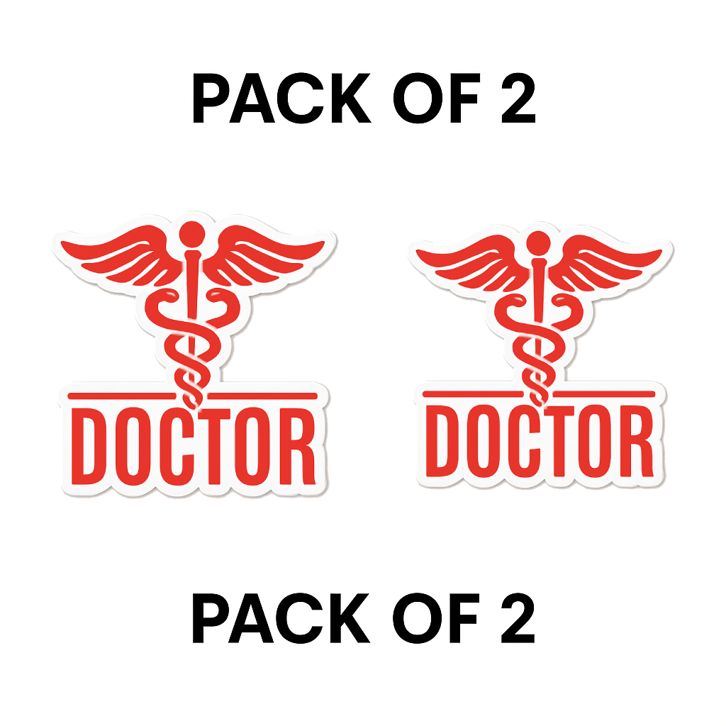 Smeeps Doctor Car Sticker – 10.16 x 9.7 cm Medical Symbol Decal for Car Identification – Red & White