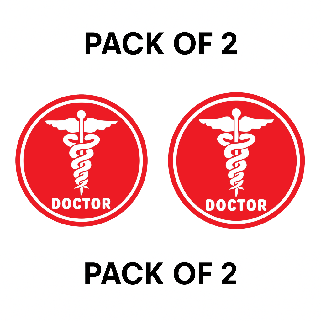 Smeeps Doctor Car Sticker – 10.16 x 10.16 cm | Bold Red Medical Emblem with Text | Professional Identification for Vehicles