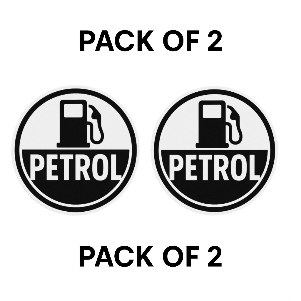 Smeeps Petrol Sticker – 8.89 x 8.89 cm Monochrome Fuel Pump Icon | Minimalist Petrol Reminder Decal | Waterproof & Durable Vinyl