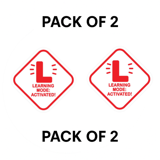 Pack of 2 | Smeeps “Learning Mode: Activated!” L Plates – 15 cm Reflective Diamond-Shaped Vinyl Stickers for Learner Drivers | Waterproof, Bold, and Funny