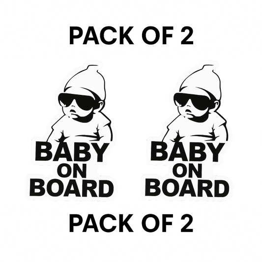 Smeeps “Baby On Board” Stylish Car Sticker – Cool Sunglass Baby Design – 13.97 x 13.97 cm | Waterproof Vinyl for Safety Awareness