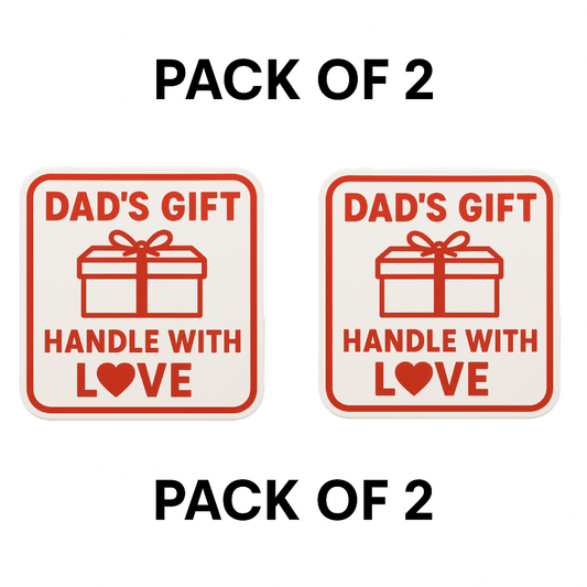 Smeeps Dad’s Gift – Handle with Love Sticker – 7.62 x 7.62 cm | Waterproof Vinyl Car Decal (Square Red Design)