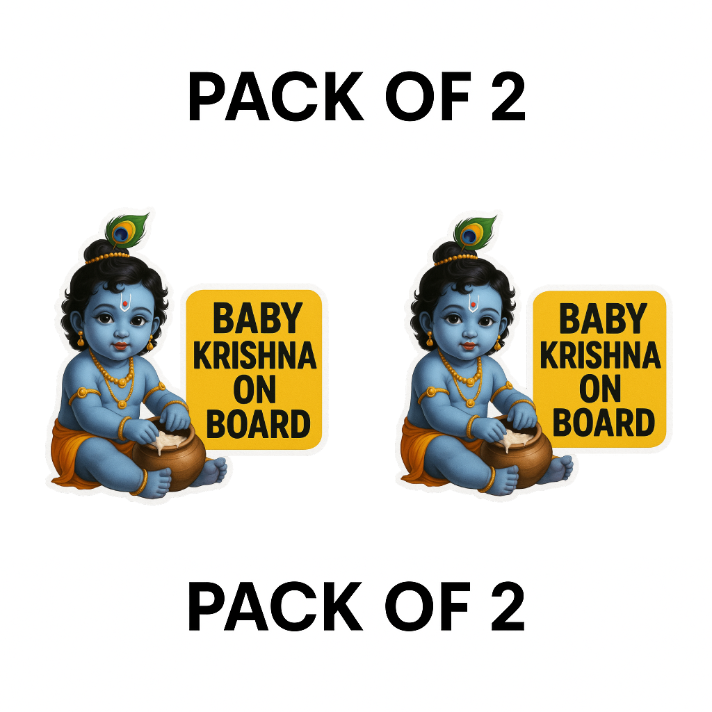 Smeeps Baby Krishna on Board Sticker – Spiritual Car Safety Decal | 12.7 x 12.7 cm