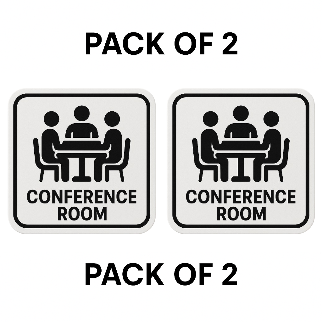 Smeeps Conference Room Sign Sticker – 14 x 14 cm | Bold Office Indicator for Meeting Spaces | Black & White Design