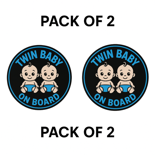 Smeeps Twin Baby on Board Sticker – 13.97 x 13.97 cm | Cute Cartoon Style Twins in Blue | Car Safety Sign for Boys