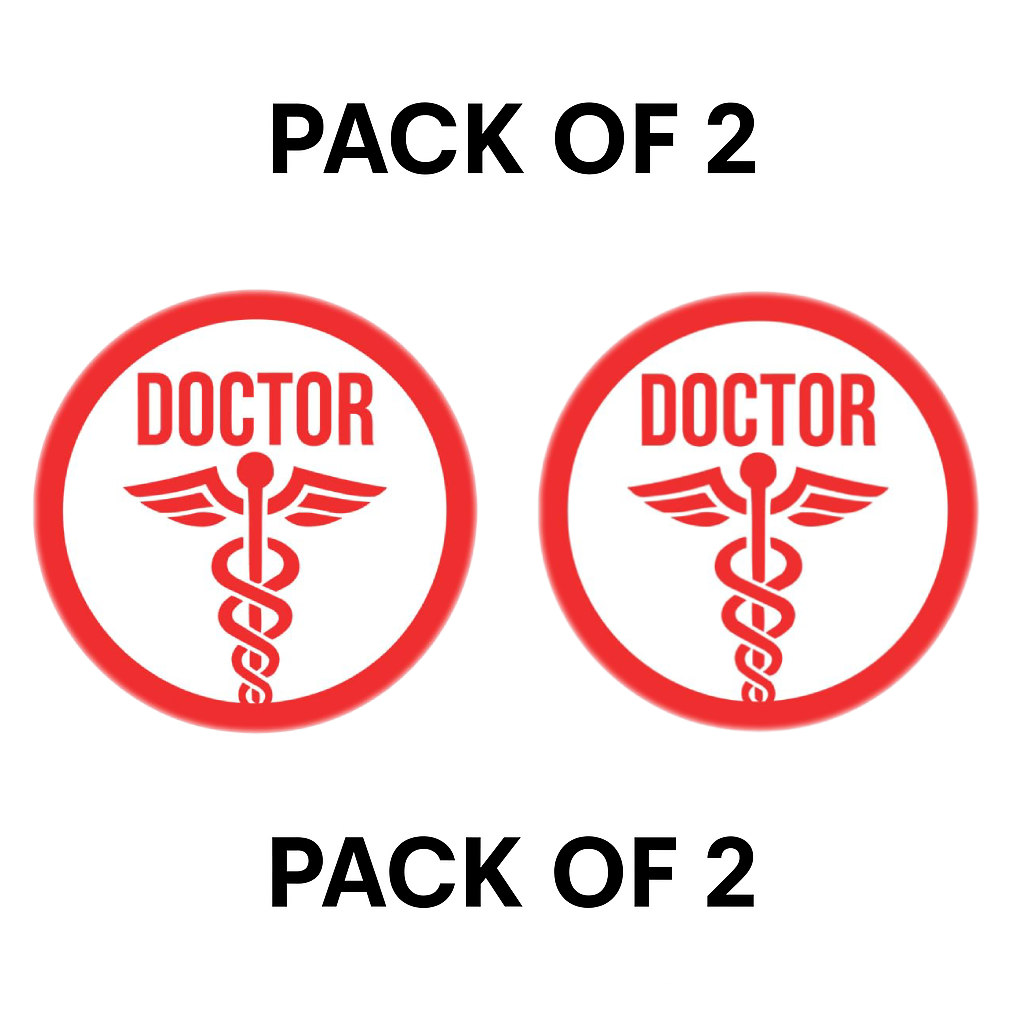 Smeeps Doctor on Duty Sticker – 9.5 x 9.5 cm Round Red Medical Symbol Decal | Waterproof Vinyl Car Sign for Emergency Vehicles