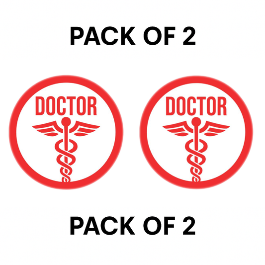 Smeeps Doctor on Duty Sticker – 9.5 x 9.5 cm Round Red Medical Symbol Decal | Waterproof Vinyl Car Sign for Emergency Vehicles