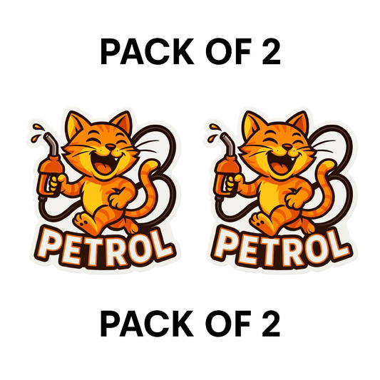 Smeeps Laughing Petrol Cat Sticker – 8.7 x 7.8 cm Playful Fuel-Themed Car Decal with Cartoon Cat & Nozzle | Waterproof Vinyl for Petrol Vehicles Only