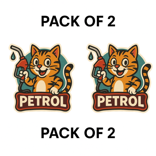 Smeeps Petrol Sticker – 10x 10 cm Cute Orange Cat Holding Fuel Nozzle | Fuel Type Label for Cars & Bikes | Waterproof Vinyl Decal