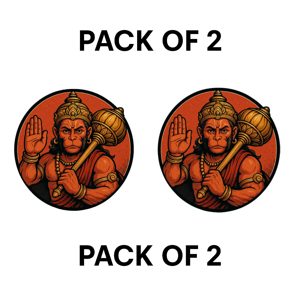 Smeeps Lord Hanuman Bike Sticker – Bold Round Devotional Design – 7.6 x 7.6 cm | Waterproof Vinyl Decal for Bikes