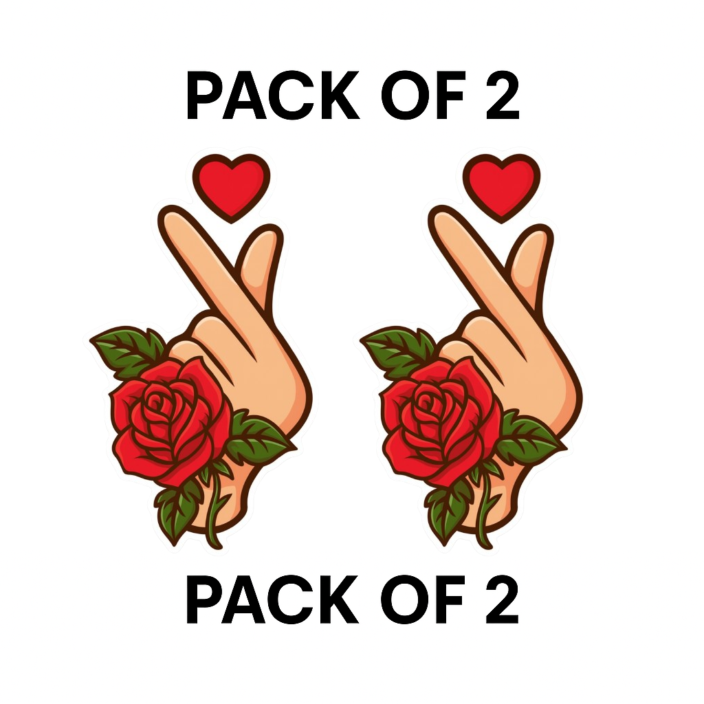 Smeeps Rose Heart Hand Sticker – 7.7 x 5.08 cm Romantic Design for Bikes | Waterproof & Long-Lasting